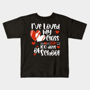 I've Loved My Class 100 Days of School Baseball Heart Lover Kids T-Shirt